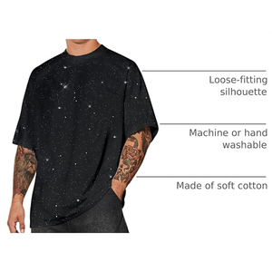 <b>Sparkly</b> Sequin Shirts for Men <b>Sparkly</b> Bling Tshirts Trendy Loose Casual Basic Tees Streetwear Baggy <b>Tops</b> - Product Image 5