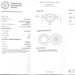 Diamant de laboratoire IGI certifié 3.02CT D VS1 Taille E Couleur Sutariya Brothers en vrac HPHT CVD pour bijoux - Product Image 4