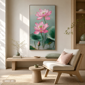 Peinture murale HALO en soie motif fleur de lotus, finition soignée, décoration orientale, artisanat d'origine vietnamienne, vente chaude - Product Image 3