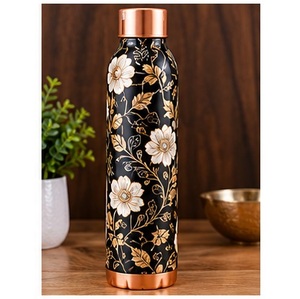 Botella de Agua de Cobre con Diseño Floral de Colibrí, Recubrimiento de Cobre, Portátil, para Viajes - Product Image 5