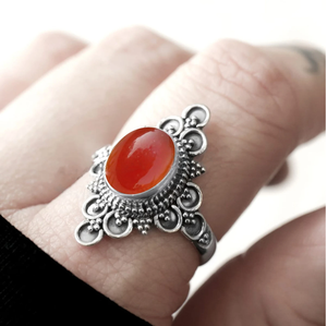 Carnelian Gemstone <b>Ring</b> Handmade Boho Jewelry Natural Orange Stone <b>Statement</b> <b>Ring</b> Gift for Her - Product Image 1
