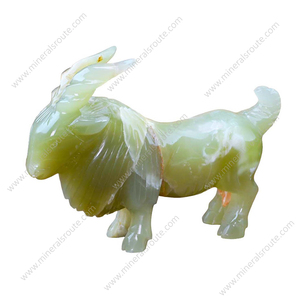 Sculpture artisanale de luxe en onyx vert Markhor, objet de décoration haut de gamme pour la maison, figurines Markhor en pierre naturelle d'onyx vert - Product Image 5