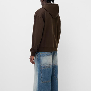 Sudadera con Capucha y Cremallera para Hombre, Talla Grande, Color Sólido, Felpa Francesa, Estilo Casual para Otoño, Corte Regular, Diseño con Bolsillos - Product Image 3