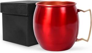 Juego de 2 Tazas Rojas Moscow Mule de 17oz, Hechas a Mano, de Cobre Ecológico con Asas Remachadas, Antiderrames, para Fiestas, Uso en Bares, Regalo - Product Image 2