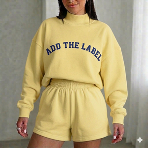 Ensemble col roulé et short pour femme, conçu sur la base d'une proportion d'équilibre esthétique, avec un concept de vêtement deux pièces distinctif - Product Image 1