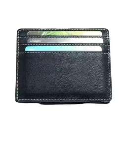 Cartera compacta de cuero para guardar tarjetas para hombre con cierre de correa elástica, organizador de tarjetas plegable, estuche de transporte de bolsillo - Product Image 4