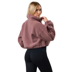 Chaqueta de Forro Polar Sherpa Suave para Mujer, Color Rosa Polvoriento, Corta, con Cierre Completo, Estilo Casual y Cómodo, para Usar en Invierno - Product Image 2