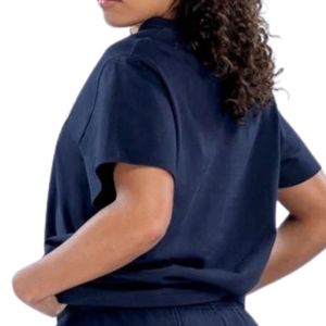 <b>Women</b> Navy Blue Short Sleeve Gym T <b>Shirt</b> <b>Loose</b> Fit Workout Top Casual Fitness Activewear Custom Logo Clothing Manufacturer OEM - Product Image 5