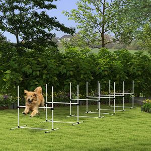 Set di 6 Attrezzi per Agilità Canina, Barre Regolabili in Altezza, Barra Superiore Personalizzabile, Pesi SAP Personalizzati, Borsa da Trasporto Bianca in PE - Product Image 2