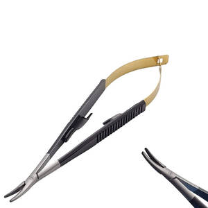 Portaagujas Curvo Castroviejo Médico de Última Moda, Más Vendido, con Mandíbulas de 11 mm y Puntas Cónicas, 140 mm x 1 mm - Product Image 1