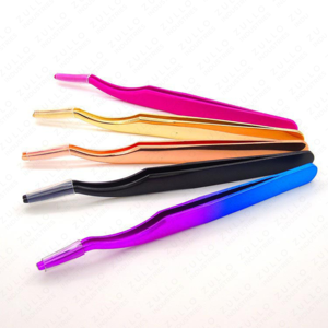 Premium Curved Stainless Steel Eyelash Tweezers with Colorful Tips Volume Lash Applicator <b>Tools</b> for Beauty Professionals - Product Image 4