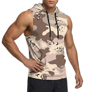 Débardeur de sport imprimé camouflage pour homme, prix de gros usine, avec poche avant, idéal pour le fitness et les loisirs - Product Image 2
