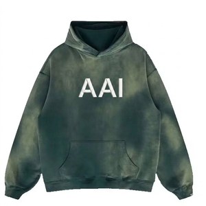 High Quality Vintage Washed Hoodies Oversized 100% Cotton Fleece Breathable Pullover Sweatshirt Private Lable Custom Supply - Product Image 1