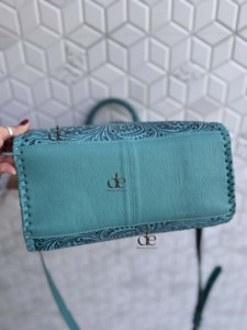 2026 New Hand Tooled Carving Leather Speedy Handbag Gypsy <b>Boho</b> Shoulder Handmade Western Turquoise Colour Stylish Multi Uses <b>Bag</b> - Product Image 4