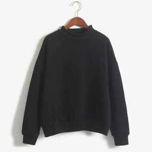 Sudadera de Mujer con Cuello Redondo, Color Negro, Poliéster, Felpa, Logotipo Estampado en la Parte Delantera, Tejido de Punto, Color Sólido, Manga Larga, para Otoño - Product Image 4