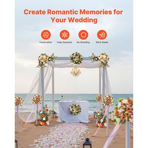 4 pezzi di fiori artificiali floreali arancioni alti 17.5 pollici per il ricevimento della cerimonia della decorazione della sedia dei corridori del corridoio del matrimonio - Product Image 6