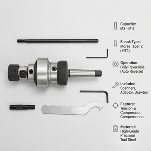 Accesorio de Roscado Reversible |   M3-M12 MT2 Shank High |   Portaherramientas de Precisión para Máquina Perforadora |   Kit de Herramientas Industriales para Torno - Product Image 3