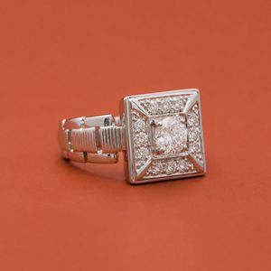 Anillo Cuadrado de Plata S925 con Incrustaciones de Moissanita, Estilo Hip Hop, para Hombre, Regalo para Fiesta o Boda - Product Image 6