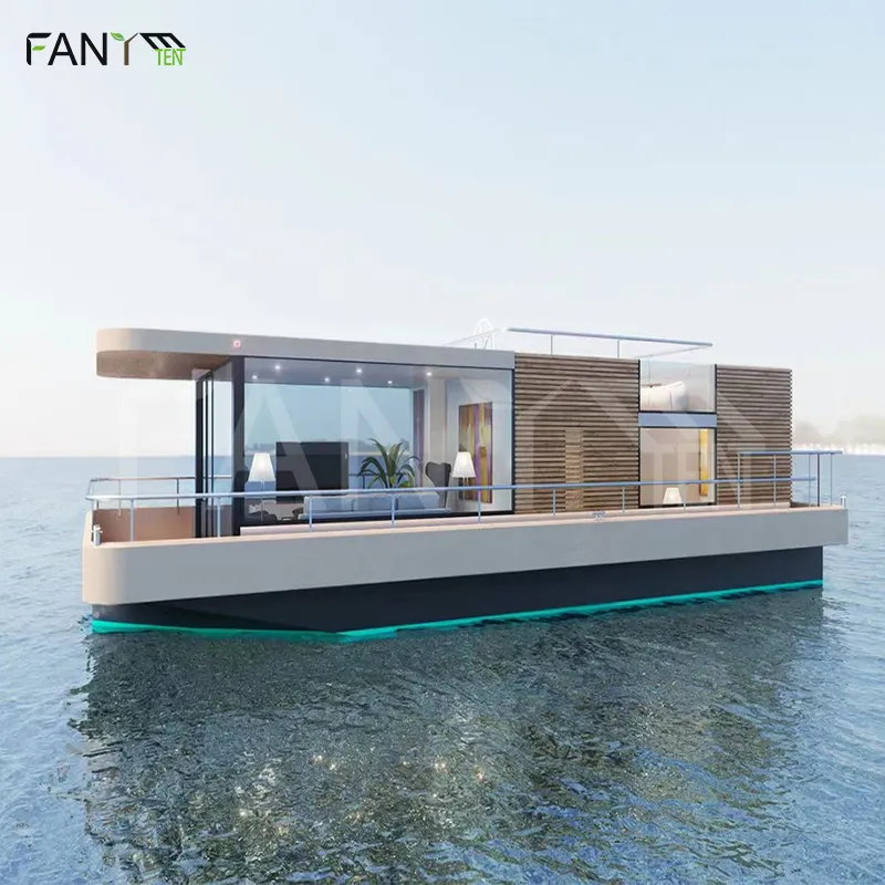 Ristorante galleggiante di lusso hdpe house boat usato pontoon houseboat cabin electrische