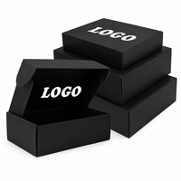 Boîtes d'expédition en carton ondulé rigide noir écologiques personnalisées pour vêtements et chaussures, impression de logo en feuille d'or