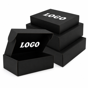 Cajas de Cartón Rígido Corrugado Negro Ecológicas Personalizadas para Envío de Ropa y Zapatos con Impresión de Logotipo en Lámina Dorada - Product Image 2