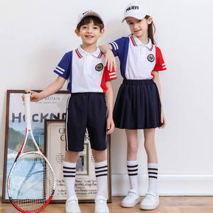 Uniforme sportif d'été de haute qualité pour élèves du primaire, design tendance à manches courtes avec logo, pour enfants de maternelle - Product Image 1
