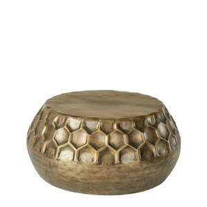 Table basse vintage durable avec base ronde en métal, finition laiton antique de haute qualité pour la maison ou les hôtels, table basse décorative - Product Image 5