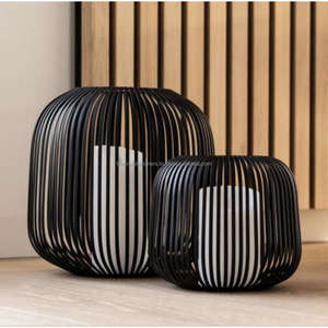 Lanternes d'ouragan suspendues noires et blanches avec bougeoir décoratif en métal pour la maison jardin balcon décor de noël - Product Image 3