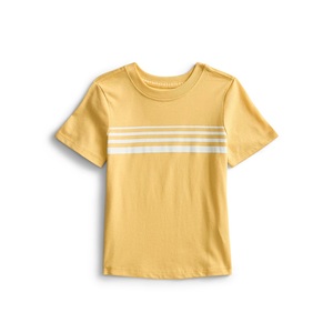 T-shirt décontracté jaune à col rond, design personnalisé, confortable et élégant, à porter tous les jours, pour garçons, rayé multicolore, de BD - Product Image 4