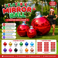 Grandes boules miroir gonflables, ampoules de Noël holographiques, ballons brillants géants en PVC, sphères gonflables miroir pour la décoration