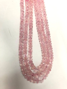 Natural Morganite Faceted Rondelle Beads 3-Strand Necklace - Product Image 4