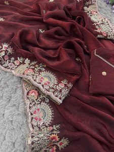 Fil à broder Reglance Royal Designer pour sari en satin, broderie à la main, travail de bordure Butta, séchage rapide, sans plis, nouveauté - Product Image 3