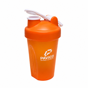 Bouteille shaker en plastique 400 ml orange avec bouchon à clapet, tasse de mélange pour protéines sportives, logo personnalisé, fabricant au Vietnam - Product Image 1