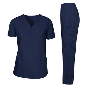 Latest Style Customized Logo Cotton Woven Short Sleeve Jogger Pants Hospital Nurse Uniform <b>Sets</b> Stretchy Nursing <b>Scrub</b> <b>Sets</b> - Product Image 1