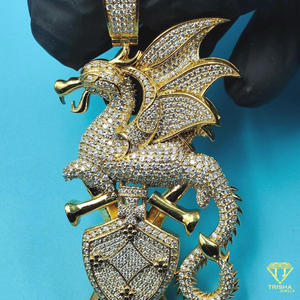 Pendentif dragon en argent 925 et moissanite de qualité supérieure pour homme et femme - Product Image 3