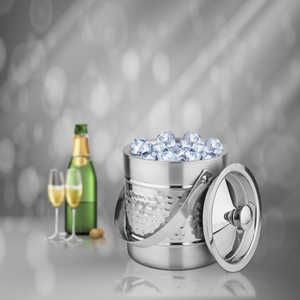 Cubitera de acero inoxidable martillado para bebidas Premium - Product Image 1