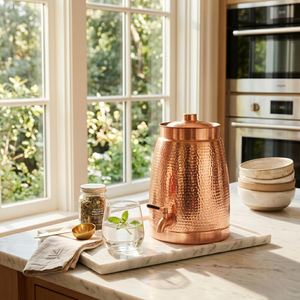 Pure Copper Heavy Gauge <b>Water</b> Dispenser Storage <b>Water</b> <b>Tank</b> with Tap Large Copper <b>Water</b> Pot Hand Hammered Beverage Container - Product Image 5