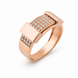 Bague Chevalière Homme en Or Massif 18 Carats avec Grappe de Diamants et Incrustation d'Émail Blanc, Forme Rectangulaire Géométrique, Polissage Brillant, Cadeau de Mariage ou de Fête - Product Image 2