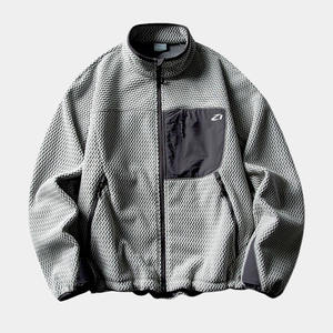 Vestes polaires personnalisées pour hommes en sherpa, entièrement zippées, chaudes pour l'hiver et l'extérieur, avec poche poitrine contrastante en nylon – Vente en gros USA - Product Image 2