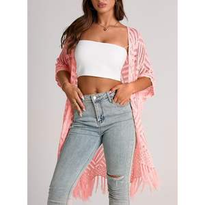 2025 Women's Open Front Knit Sheer <b>Cardigan</b> Summer Boho Lightweight <b>Kimono</b> Cover Ups Casual Style Plus Size Solid Print - Product Image 3