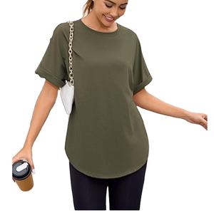 T-shirts en coton écologique de haute qualité pour les femmes Bow Collar Slim Fit Direct Factory Wholesale du Bangladesh pour l'été - Product Image 1