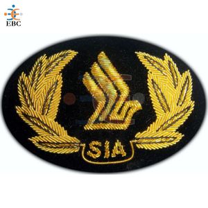 OEM Gold Bullion Eagle & Crown Wire Hat Badge Custom <b>Pilot</b> Blazer Badges Patch Rank Insignia Crest Wire 3D Shiny Handmade - Product Image 1