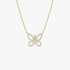 Collar con Colgante de Mariposa en Oro Amarillo con Diamante Cultivado en Laboratorio - Product Image 1