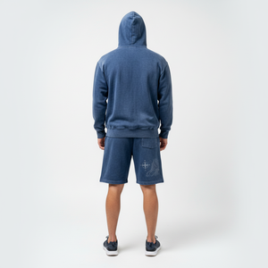 Custom Unisex acid wash Applique Patch Hoodie Shorts <b>Set</b> Graphic Streetwear Two Piece OEM ODM Private Label Apparel Manufacturer - Product Image 3