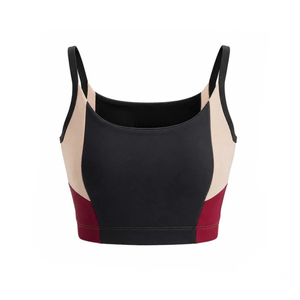 Sujetador deportivo sin costuras de secado rápido con bloques de color y logo personalizado para mujer, top corto de yoga con tirantes finos, sexy y de corte alto para gimnasio y fitness. - Product Image 2