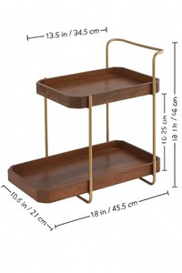 Bamboo Double Tier Storage Rack Metal Frame Modern Minimalist Style Living Room Standing Type Durable Multifunction Neatening - Product Image 4