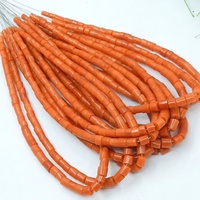 Perles de corail orange italien - Forme de roue de voiture, lisses et polies, brin de 8 pouces, environ 2-3 mm, pierre naturelle certifiée par un tiers