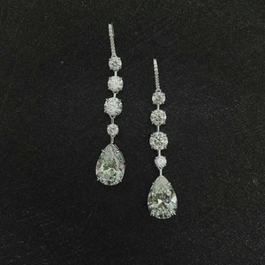 Luxury Lab Grown Diamond Pear Shape Drop <b>Earrings</b> | Long <b>Dangle</b> Bridal <b>Earrings</b> 925 Sterling <b>Silver</b> Custom Jewelry Manufacture - Product Image 5