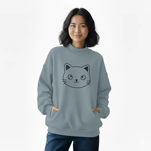 Sudadera Oversize de Cuello Alto para Mujer, de Forro Polar y Algodón, Ajuste Holgado, para Invierno, Uso Diario, Estilo Urbano, con Emblema Frontal de Lentejuelas, Venta al por Mayor - Product Image 1