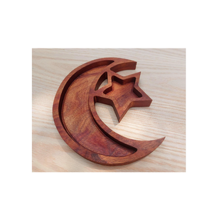 Plateaux de service en bois naturel en forme de lune et d'étoile avec poignées pour rangement, taille personnalisable, vente chaude en gros - Product Image 4